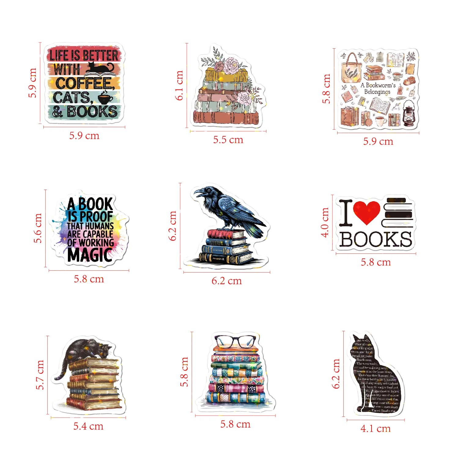 Large Holographic Star Reading Stickers Self Adhesive Waterproof Vinyl for Notebook Kindle Tablet Decal