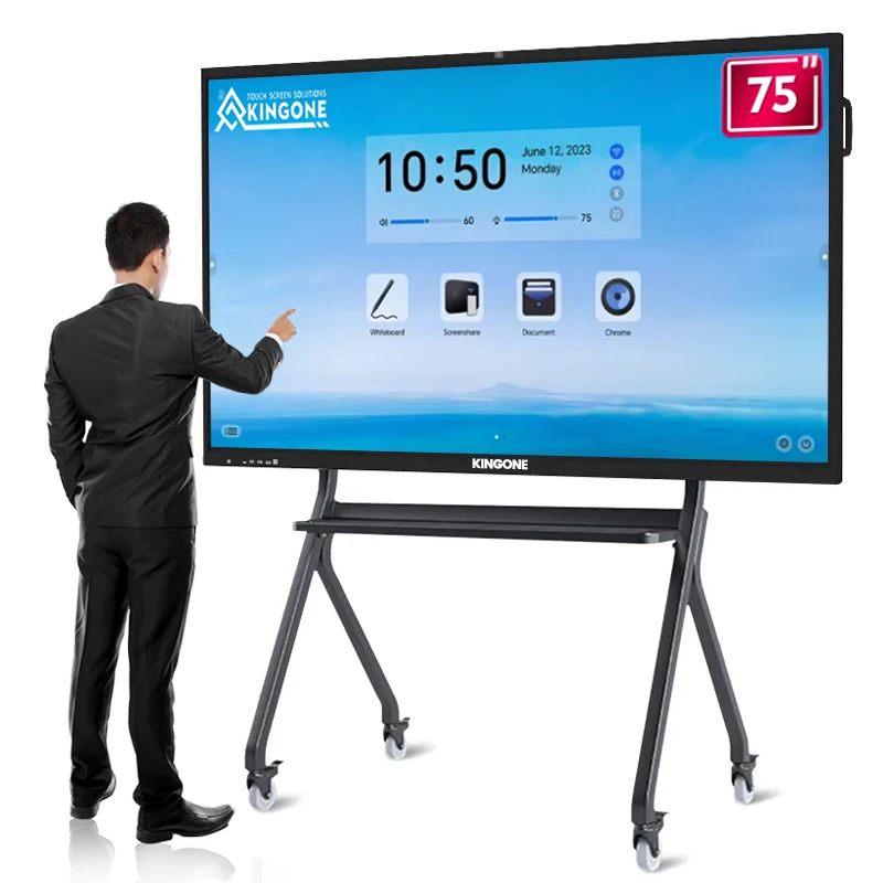 KINGONE 65 75 86 98 110 Inch Writing Classroom Interactive Digital Display Smart Teaching Board LCD Whiteboard Touch Screen TV