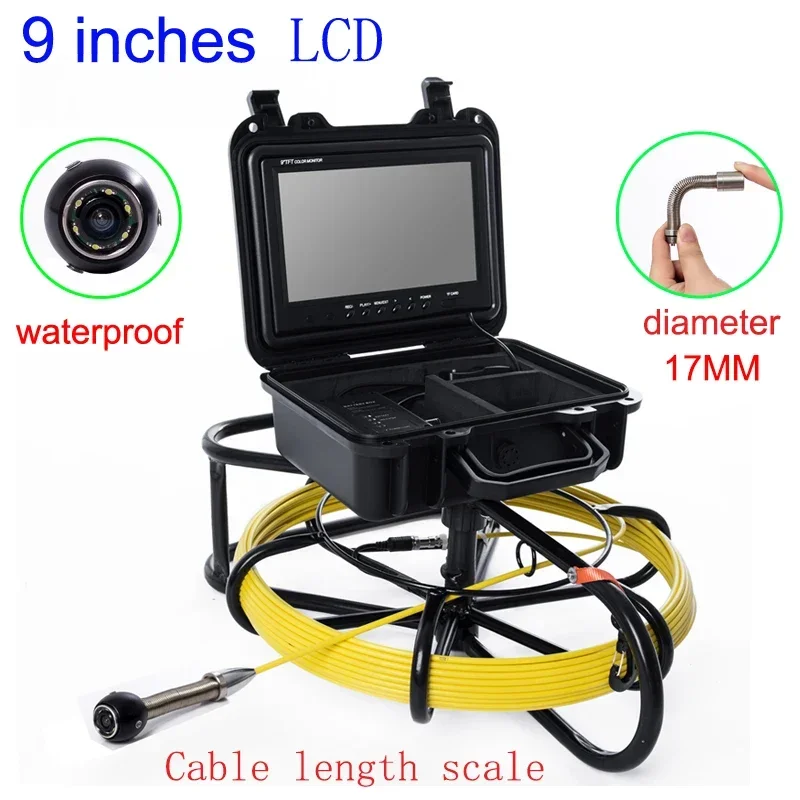 9-inch Pipe Endoscope 17MM Diameter Pipe Camera Drain Inspection Camera Pipeline Interior Inspection Waterproof Detector WP9600B