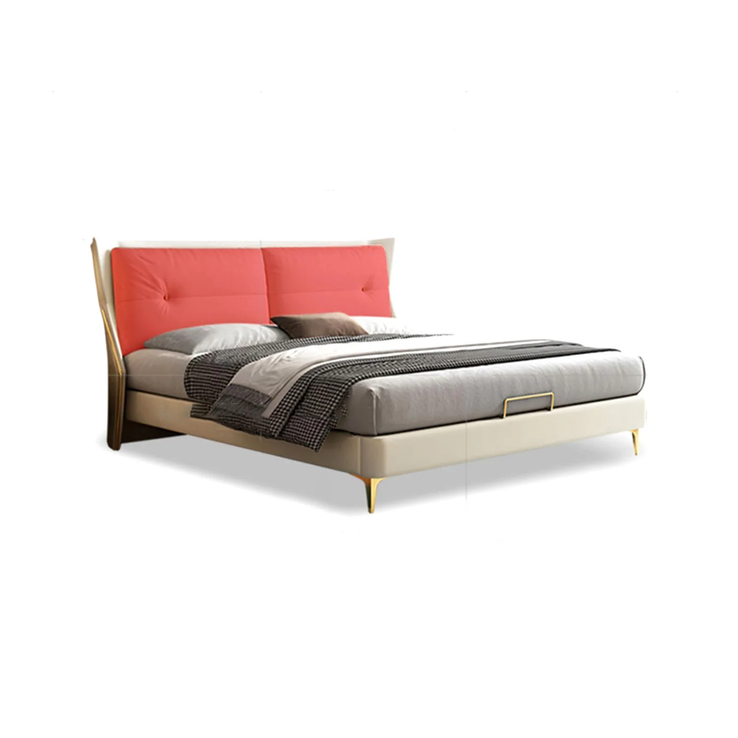

1.8m Solid Wood Storage Double Leather Bed Master Bedroom Marriage Bed