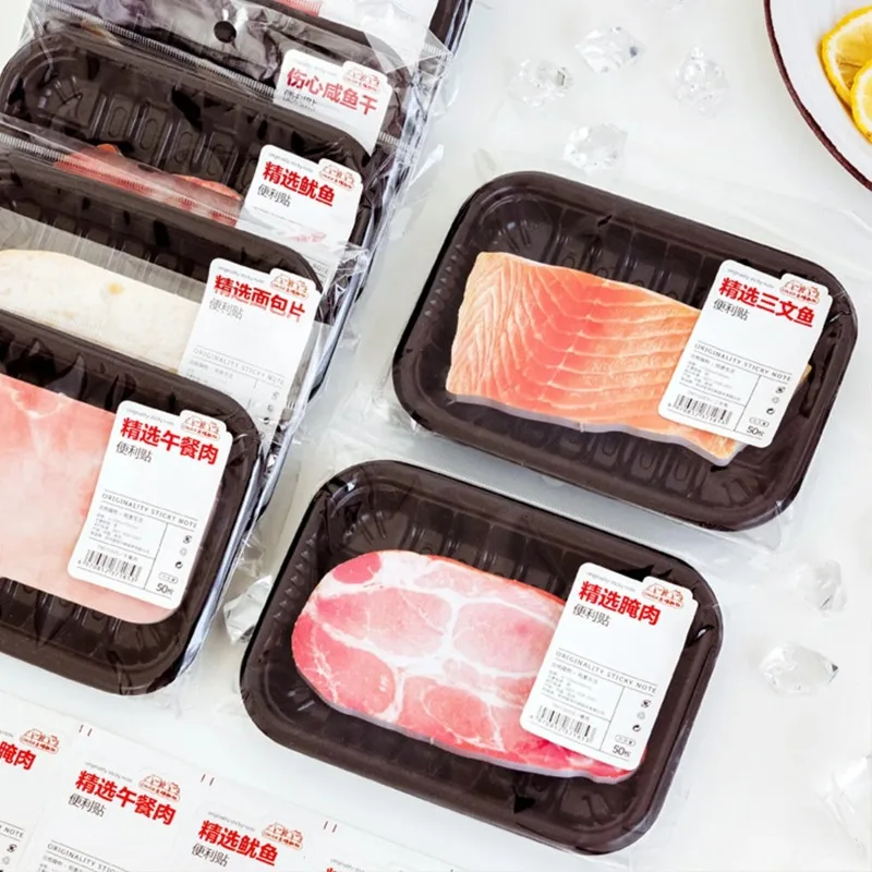 50 ورقة ملاحظات ذاتية اللصق الجدة مضحك اللحوم المشوية محاكاة مذكرة الوسادة ملاحظات لاصقة القرطاسية ورقة ملصقات مكتب المدرسة