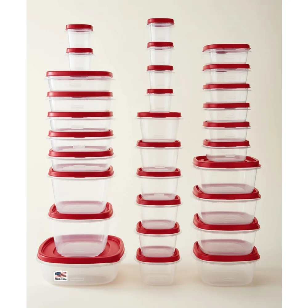 

60-Piece Food Storage Containers Set, Microwave & Dishwasher Safe, Red Color for Meal Prep and Pantry Organization