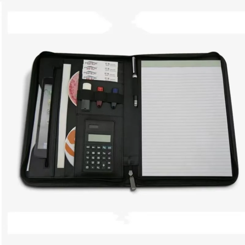 Mapa A4 Pu Lederen Business Manager Met Rekenmachine Rits Mapa Kantoor Escola Benodigdheden Multifuncional Mapa Padfólio