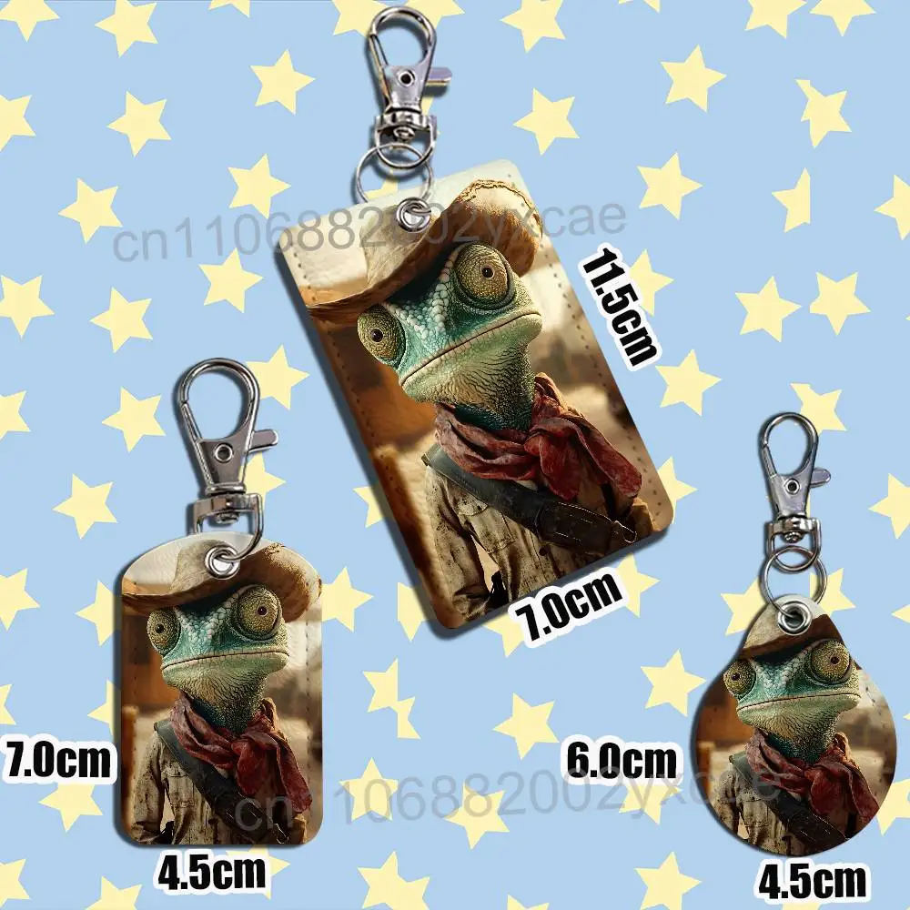 Pet chameleon Rango Cartoon Singer Anime Card Keychain Fashion Pendant Bag ID Door Card Holder Bus Card Cute Adult