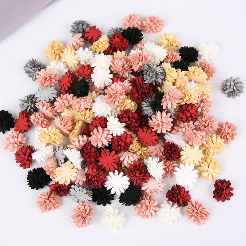 50pcs 25mm Microfiber Fabric Artificial Flower Heads For Wedding Home Garland Decor DIY Art Hair Accessories Wreath Fake Flowers