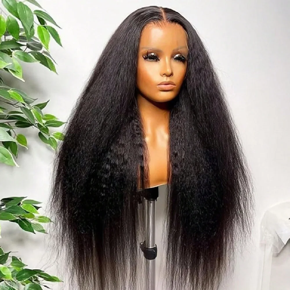 غريب مستقيم الدانتيل الجبهة الباروكات شعر الإنسان 13x4 HD الدانتيل الشفاف شعر مستعار أمامي شعر الإنسان ياكي مستقيم الباروكات مع شعر الطفل مجعد