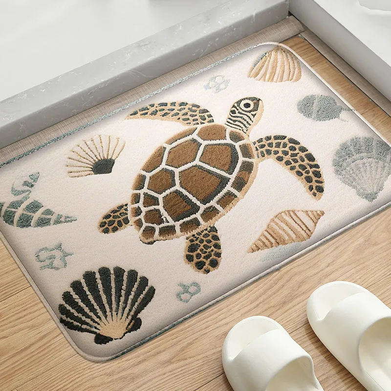 Seaside Series Bathroom Anti Slip Floor Mat, Shower Room Small Carpet, Washbasin, Absorbent Foot Mat, Modern Decorative Mat