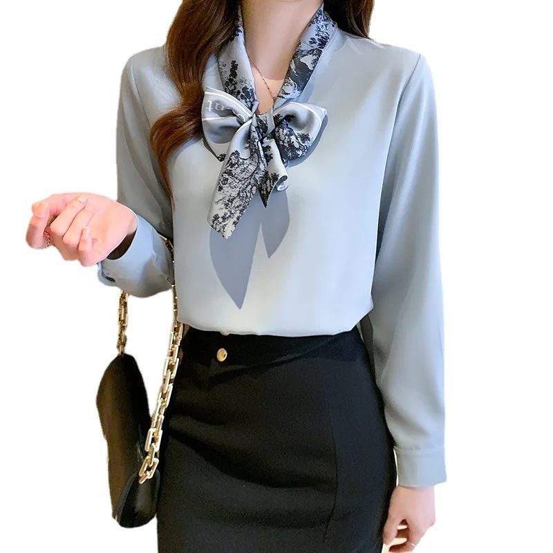 

2025 Spring and Autumn New Fashionable Bow Long Sleeve Shirt Women's Design Female Trendy Top Trendy