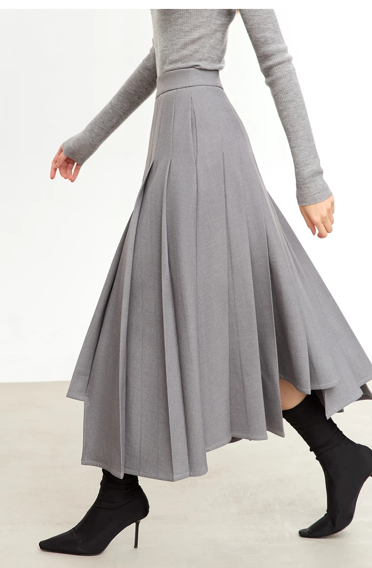 AMII Women's Pleated Skirts 2023 Winter New Three-dimensional