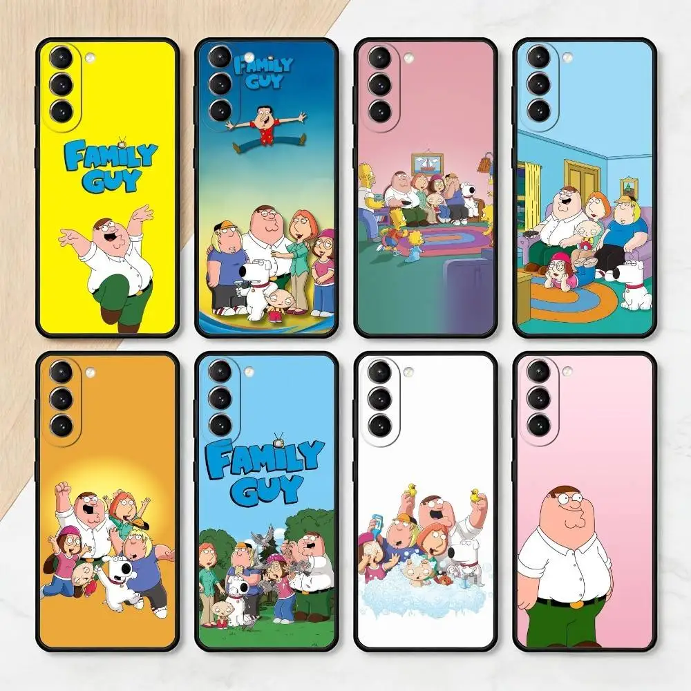 

Cartoon F-Family Guy Phone Case For Samsung S25,24,23,22,30,21,10,9,Ultra,Plus,Lite,FE,4,5 G Soft Black Case