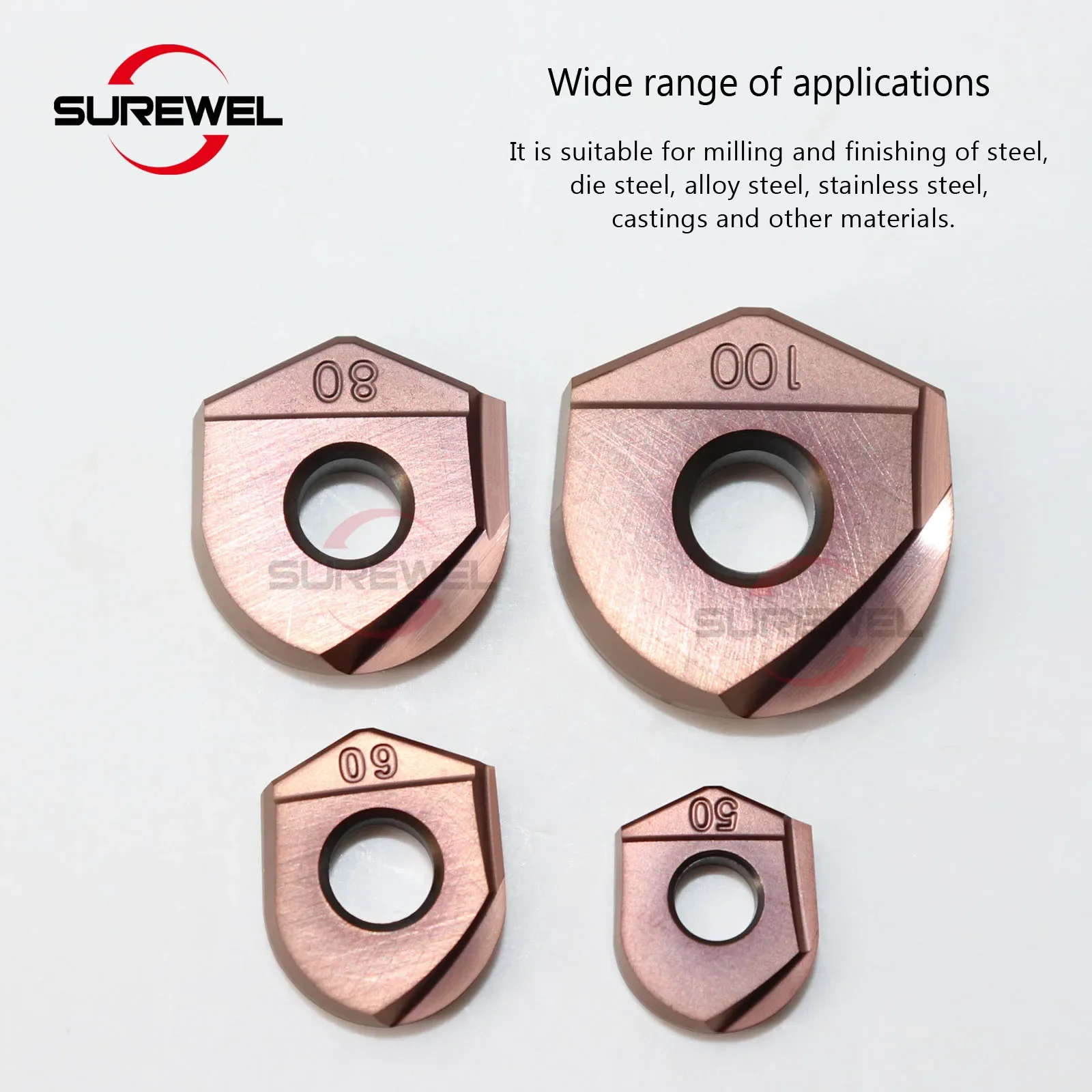 ZPFG160 ZPFG200 ZPFG250 CNC Tools Carbide Alloy Milling Ball Head ZPFG Series Semi-circular Inserts With High Hardness