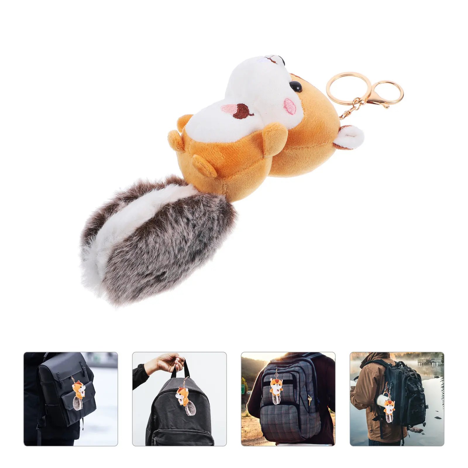 

Squirrel Keychain Soft Stuffed Animal Pendant Decorative Bag Backpack Handbag Hanging Accessory Cute Cartoon Squirrel Key Ring