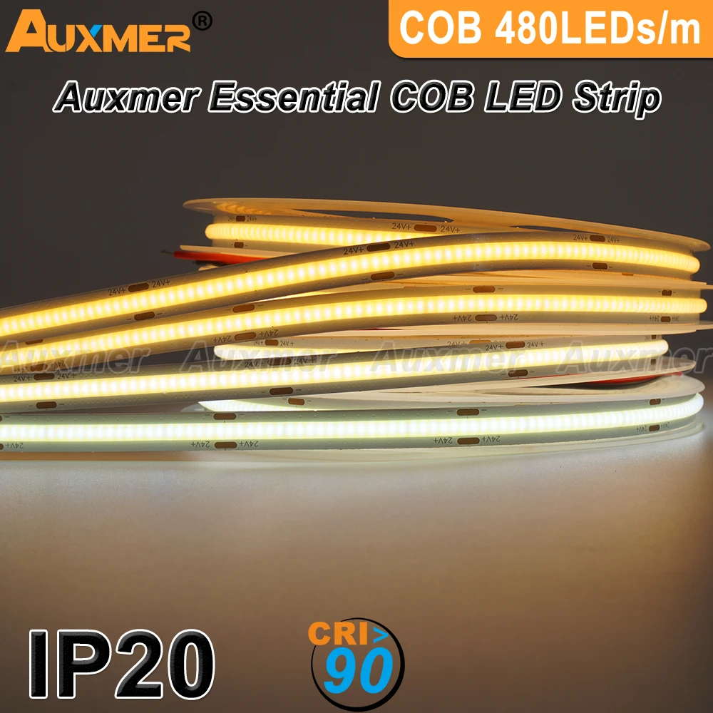 COB LED Strip Light 480LEDs/m,RA90 High Density LED Strip Ribbon Tape RA90 LED Lights White Dimmable DC24V IP20