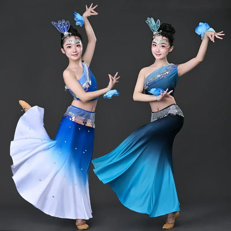

Dai ethnic dance costume, female performance, practice skirt, children's peacock dance, art examination, performance costume