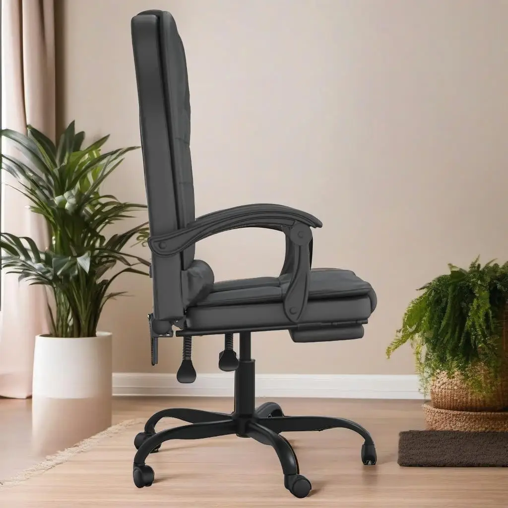 Ergonomic Black Faux Leather Massage Reclining Office Chair - Adjustable Comfort & Support