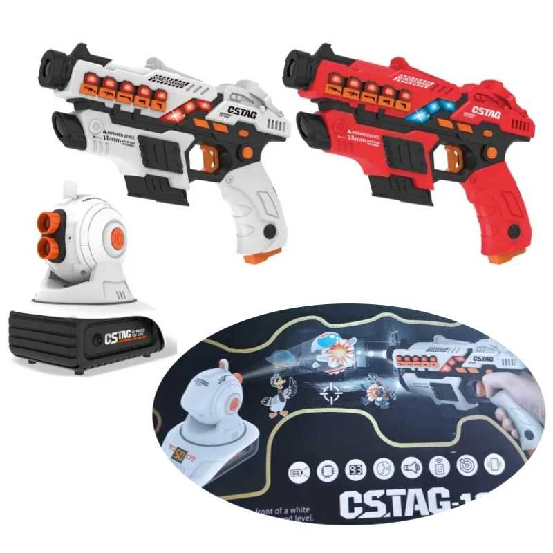 CSTAG 프로젝터 덕 UFO 사냥 슈팅 게임 어린이 선물 장난감 남자아이 레이저 태그 적외선 미니 권총 건 배틀 게임 실내용
