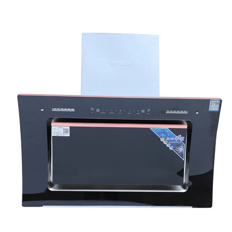 Economic Black Aluminum Slanted Angled Wall-mounted Cooker Hood Exhaust Vented Electric Powered App-Controlled Hotel Commercial