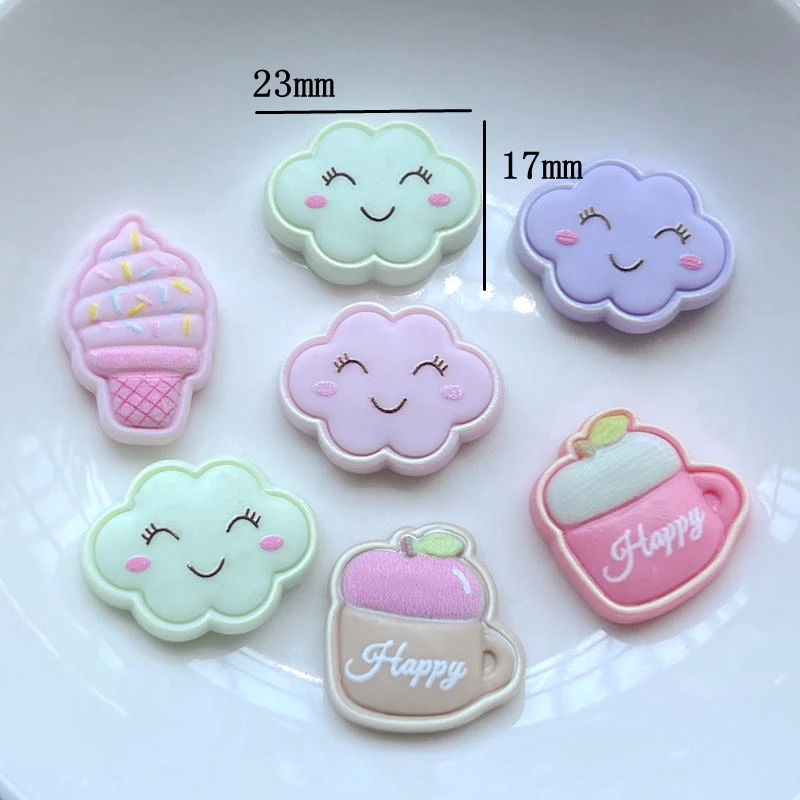 20pcs Cute Clouds, Ice cream Flat Back Resin Cabochons Scrapbooking DIY Jewelry Craft Decoration Embellishment Accessories-JJ03