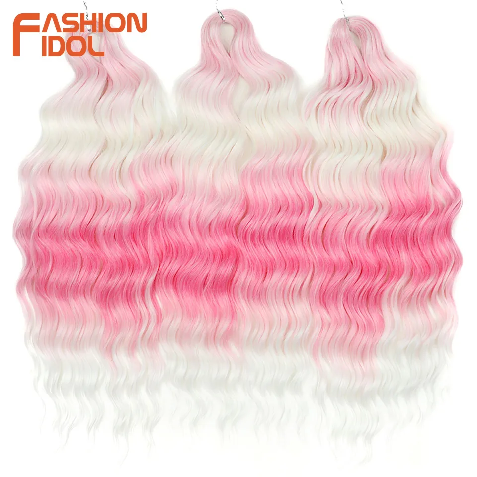 Anna 24-inch synthetisch haar Watergolf Vlechten Haarextensies Ombre Blonde Diepe Golf Afro Curl Twist Gehaakt haar voor dames
