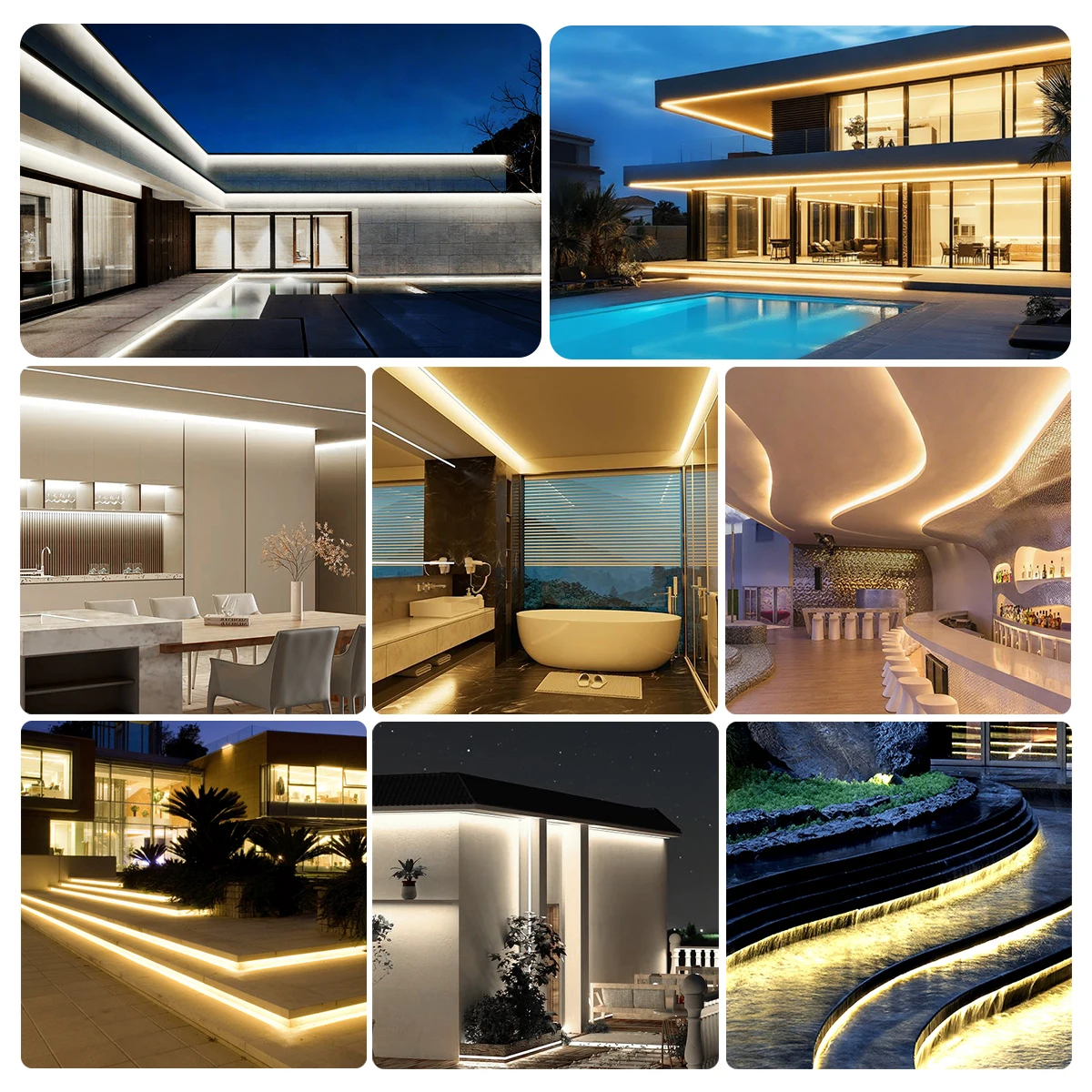 3000K/4000K/6000K Flexible LED Light Strips, 12V/24V COB Waterproof High-Density Linear Lighting Strips - Easy To Install