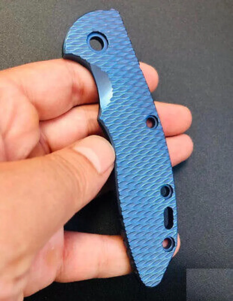 1Pc Custom Made DIY Blue Wave Pattern TC4 Patch for Rick Hinderer Knives XM18 3.5 Knives DIY Accessories