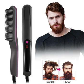 Image Multifunctional Hair Comb Brush Beard Straightener Hair Straighten Electric Beard Straightening Comb Quick Hair Styler For Men