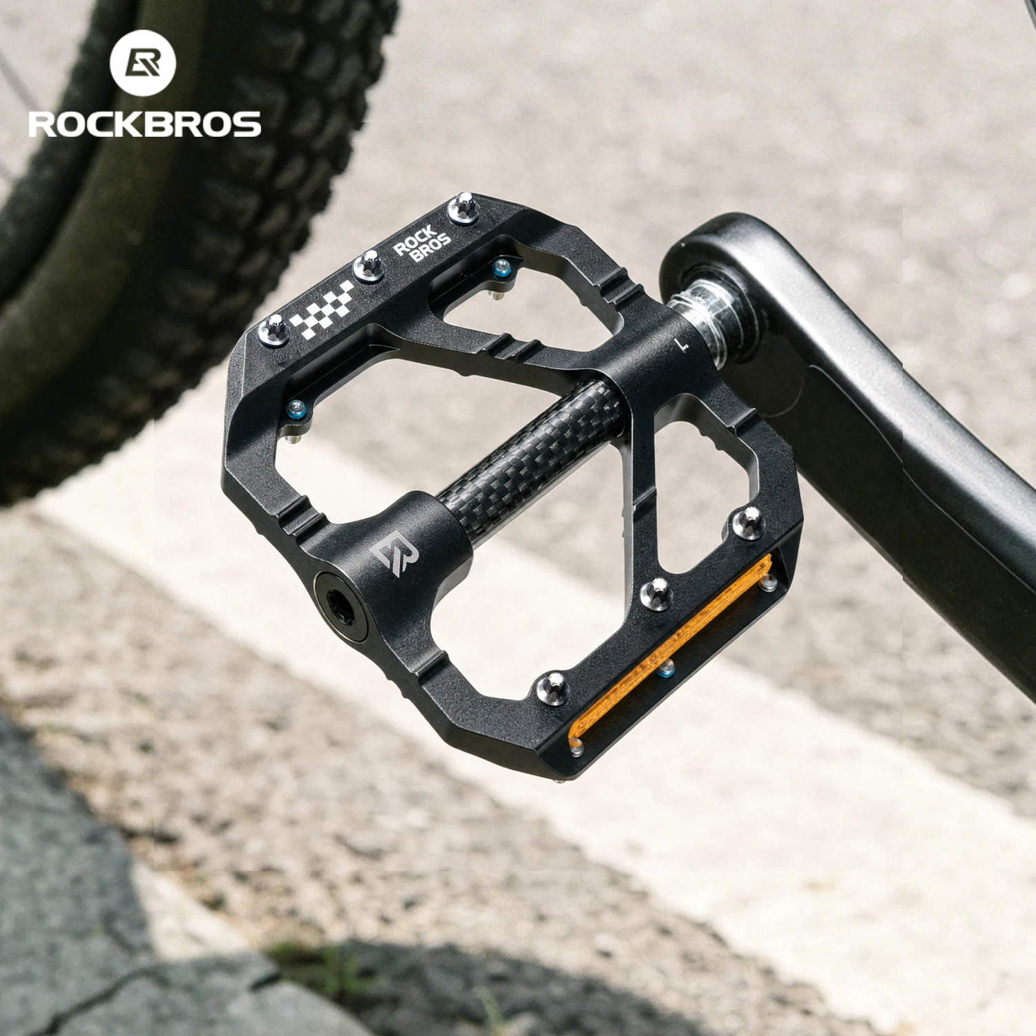 ROCKBROS Fahrradpedale Ultraleichte Stoßdämpfende Aluminiumlegierung Flache Pedale Breite Rutschfeste Nägel Nachtreflektierende Fahrradpedale