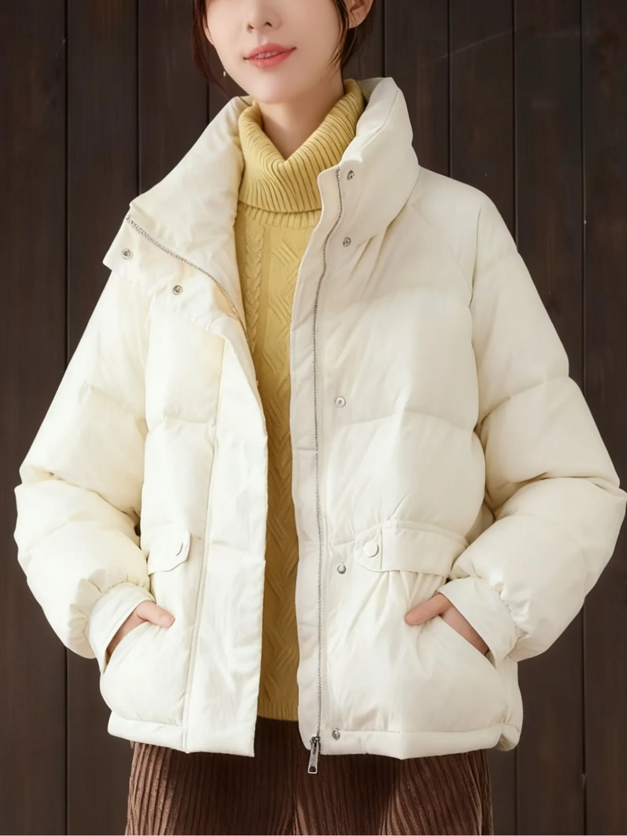 

Warmth Faion Loose ort Coat Women's Winter Outerwear Sli Design Commute Thiened Long Sve Stand Collar Jaet