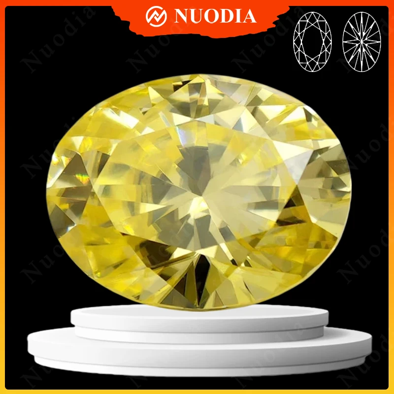 Lemon Yellow Moissanite Stone With Certificate Oval Cut 0.5-5.0ct Certified Moissanite Loose Gemstone Positive Pass Tester  GRA