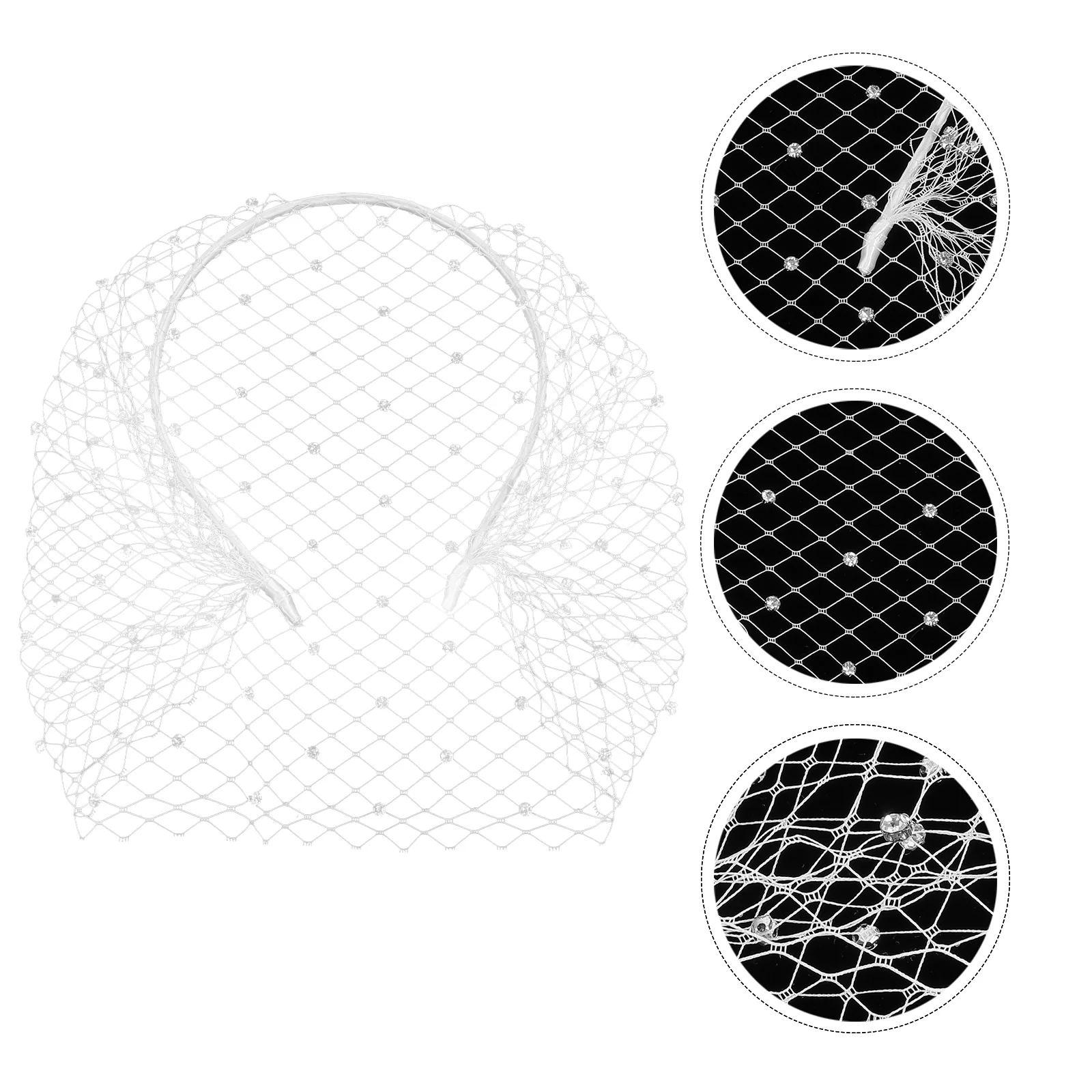 

Bridal Hair Accessories Mesh Headband Woman Headdress Veil White Wedding Women's