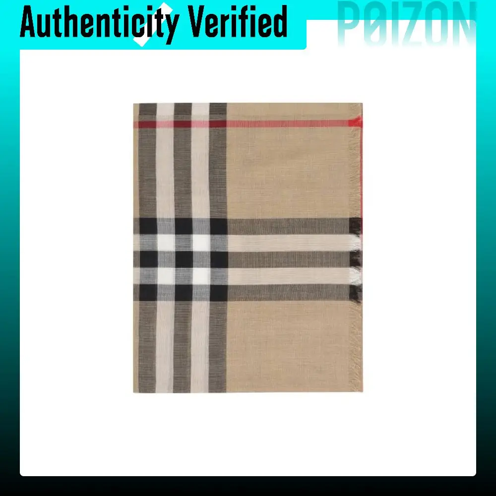 Burberry Wool 51% Wool ,49% Mulberry Silk Knit Scarves Unisex Archive Beige 80787791
