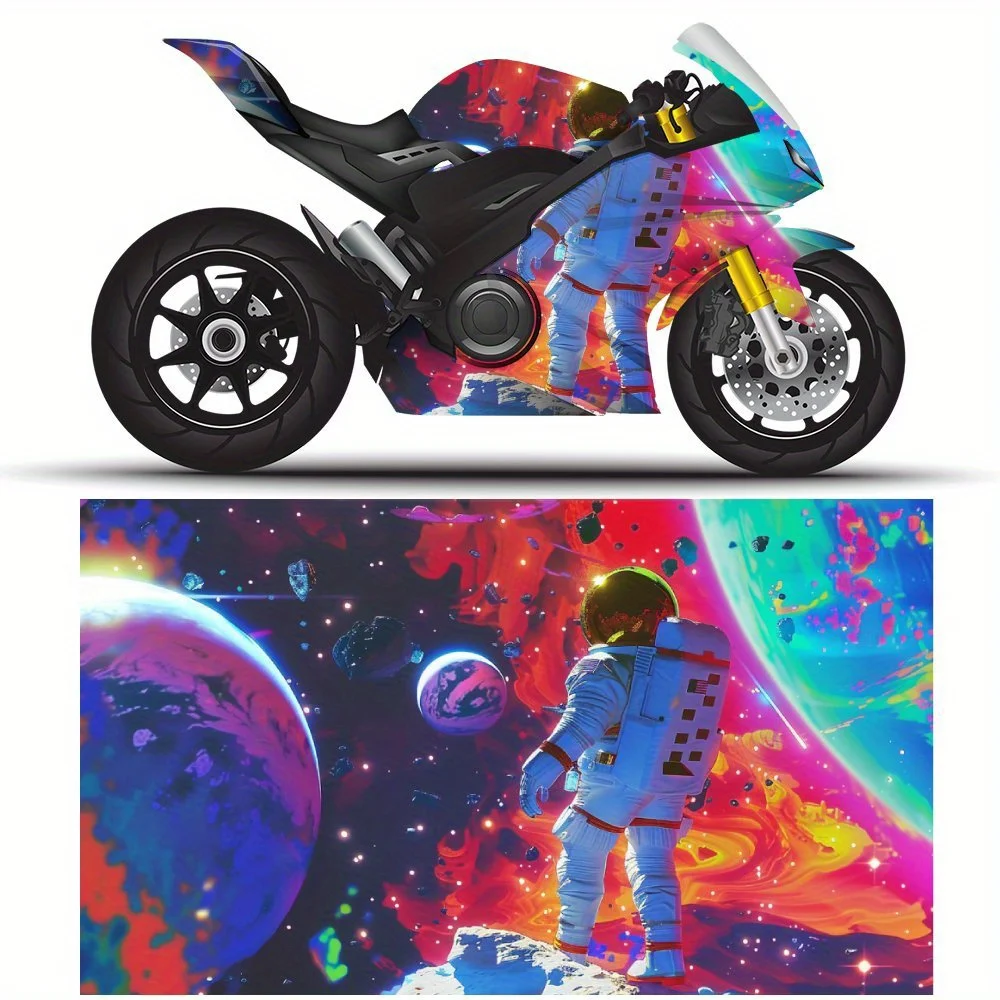 

Самоклеящаяся виниловая наклейка из ПВХ для мотоцикла Astronaut Color Planet, красивая, прочная и водонепроницаемая, без пузырьков