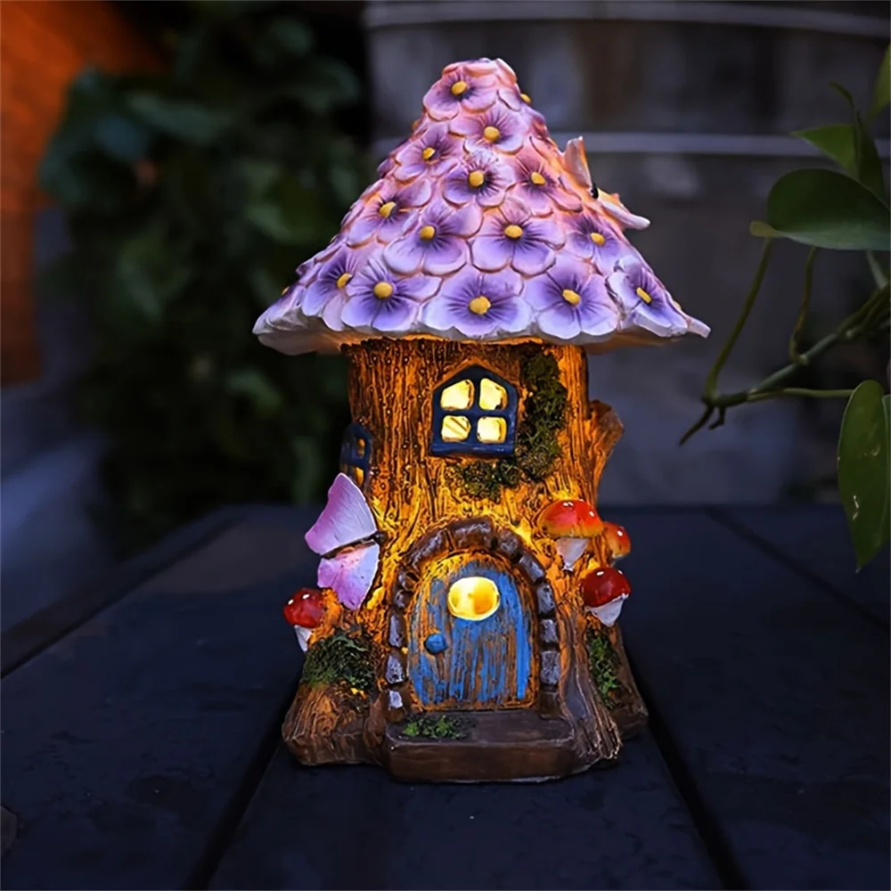 mushroom flower fairy solar lamp jardim estatua luz led ao ar livre gramado passarela patio casa quintal festival decor 01