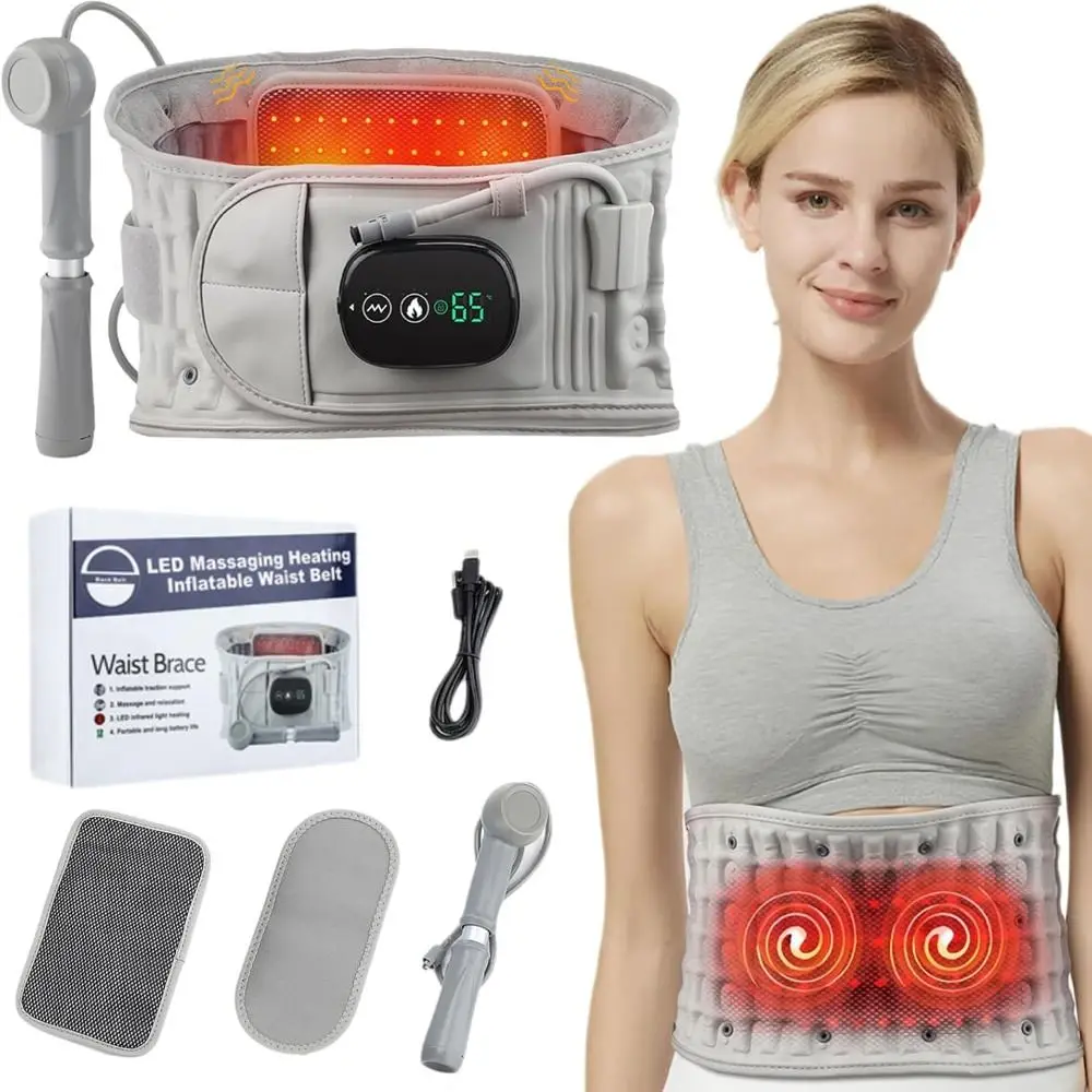 Adjustable 3 in 1 Back Therapy Belt Heating and Massage Ergonomic 360° Adaptive Design Heating Waist Massager Belt