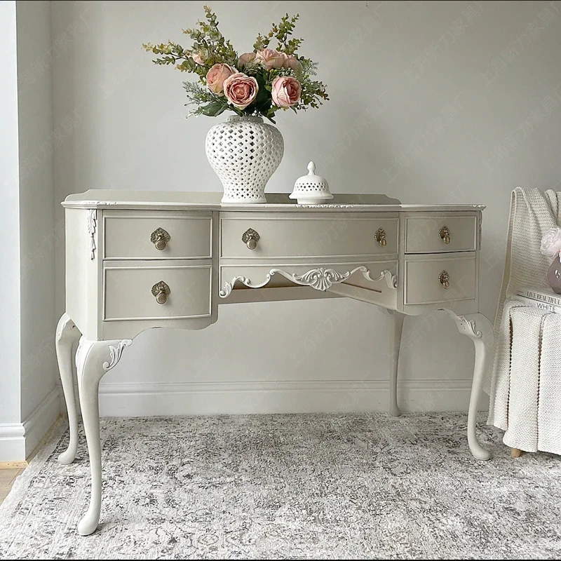 

European-Style Fashionable Simple Solid Wood Dressing Table American Light Luxury Bedroom White Dressing Table