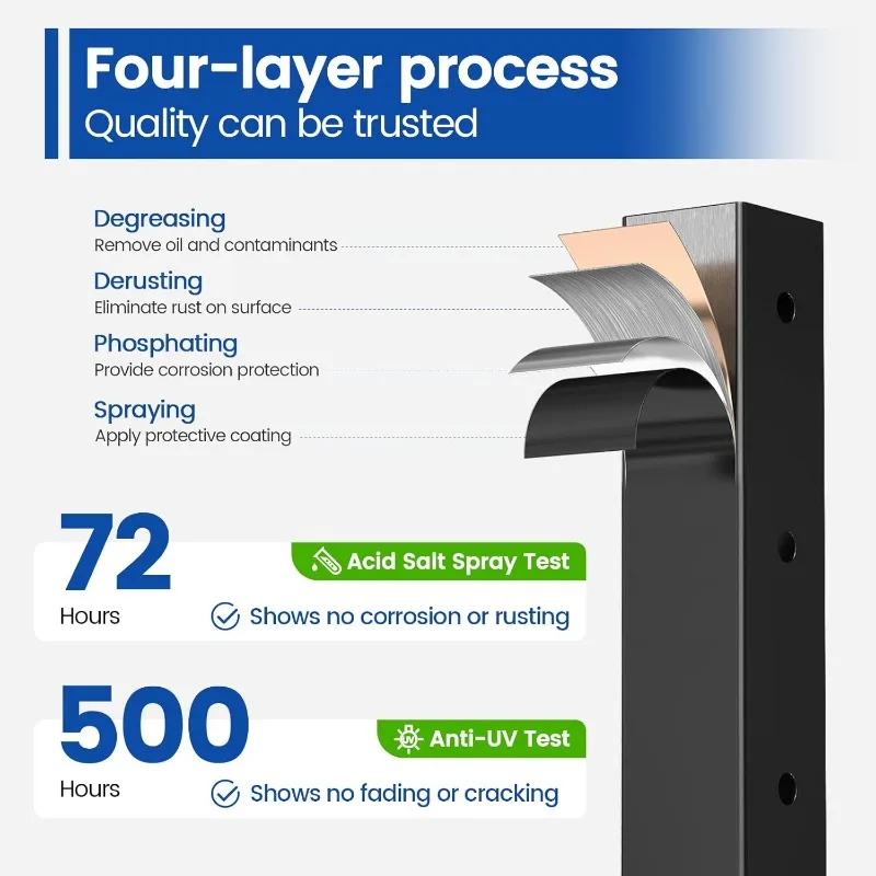 4Pack Black Cable Railing Post 36 Inch 36"x2"x2"Level Drilled Surface Mount T304 Stainless Steel Cable Railing System Kit Indoor