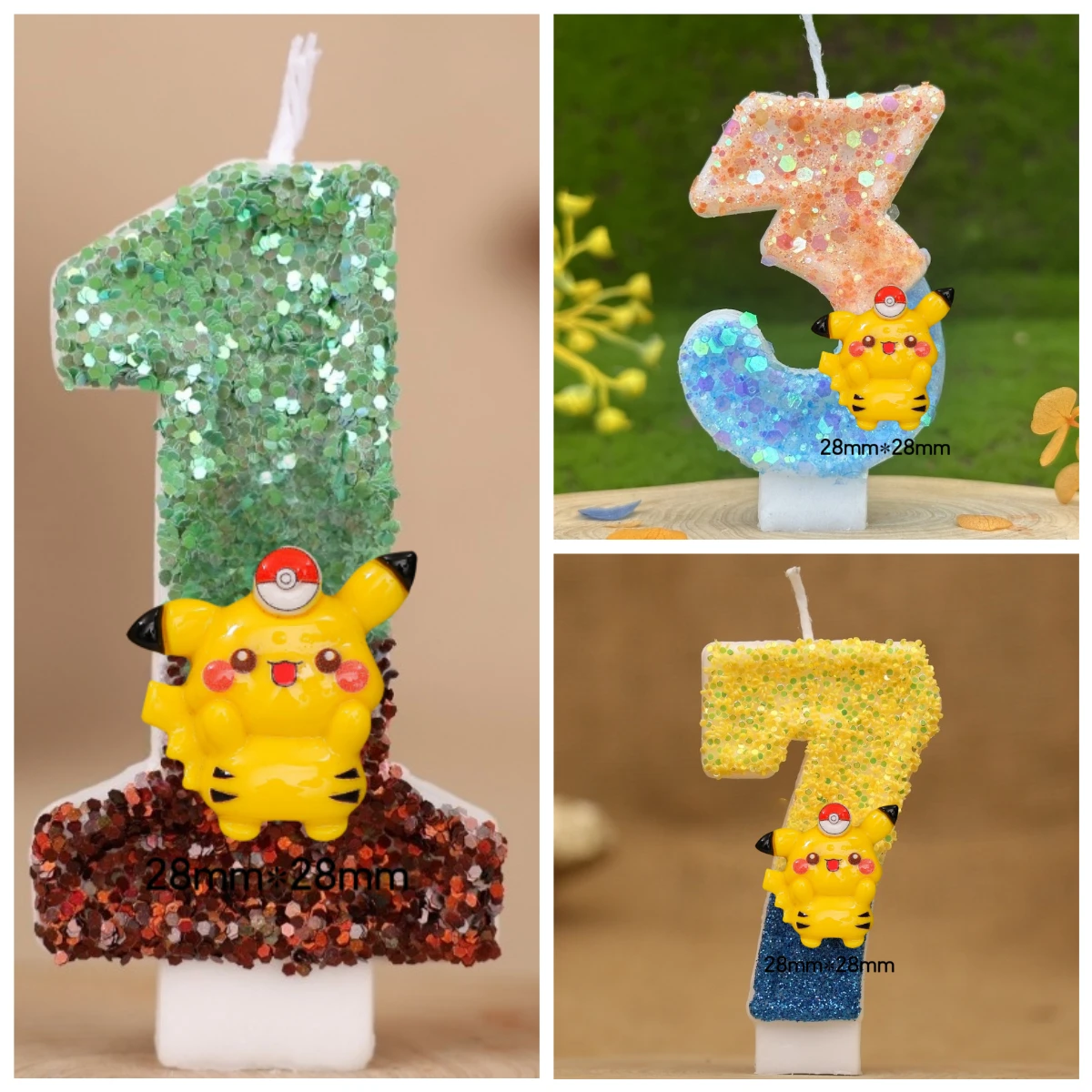 Vela de Pokémon Pikachu para niños, decoración de pastel de cumpleaños, suministros de figuras de dibujos animados de Anime, accesorios de fiesta, regalos de navidad