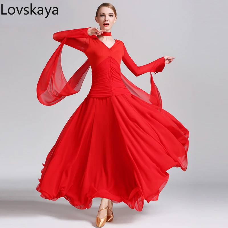 

modern dance dress Tencel skirt elegant large skirt national standard dance dress