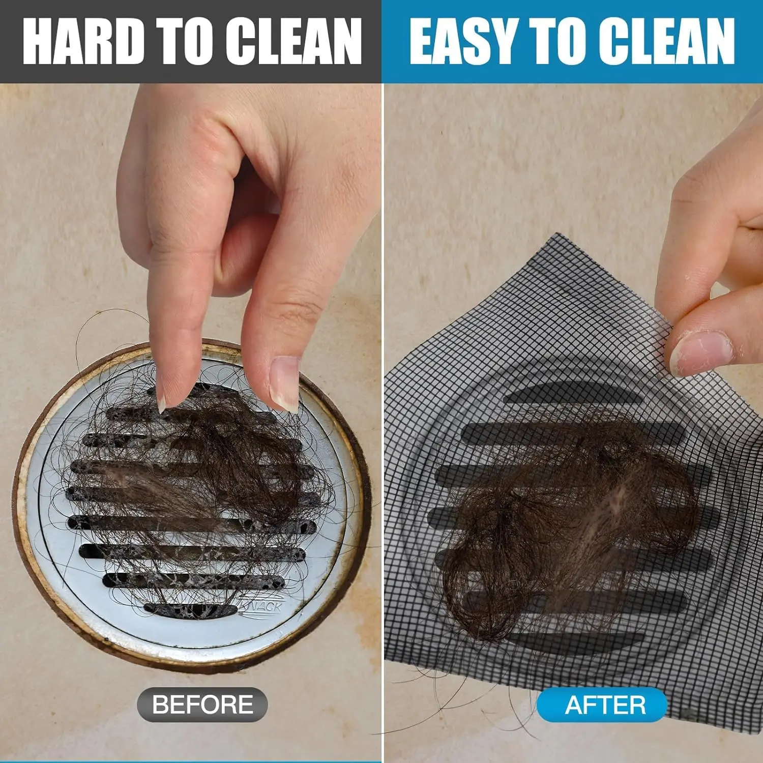 Shower Drain Hair Catcher Stickers Self-Adhesive Mesh Disposable with Drain Plug Strainer for Bathroom Kitchen Sink Accessory view 6