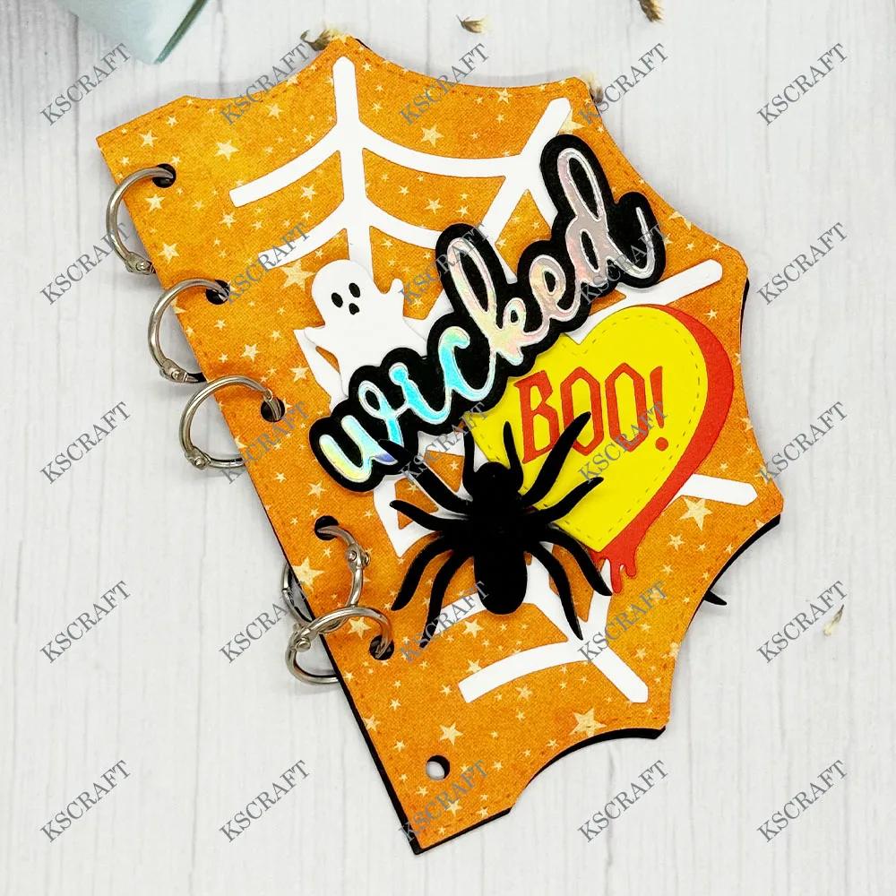 KSCRAFT Halloween Spiderweb Mini Album Cutting Dies Stencils for DIY Scrapbooking Decorative Embossing DIY Paper Cards