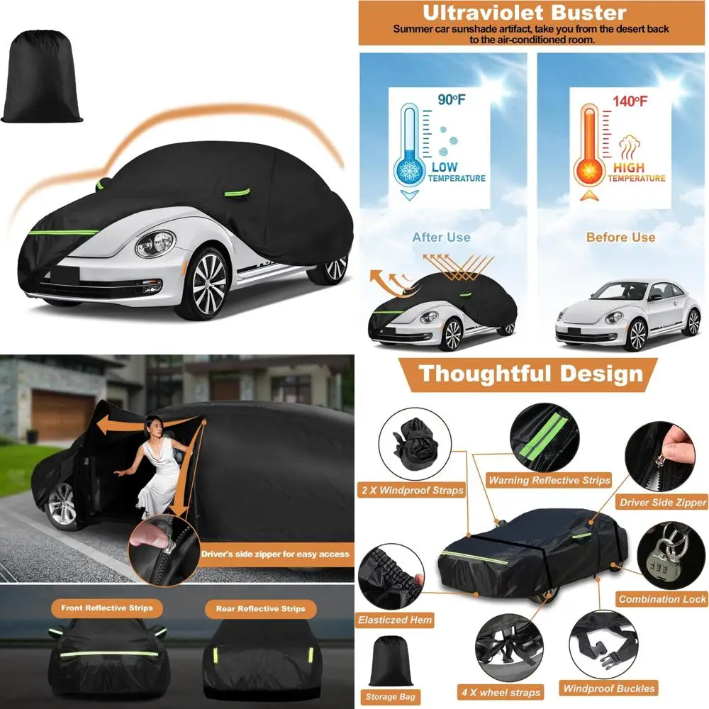 

Всепогодный водонепроницаемый автомобильный чехол на заказ для Volkswagen New Beetle Sedan 1998-2023 гг., 2-дверный, 210T, защита, длительный срок службы