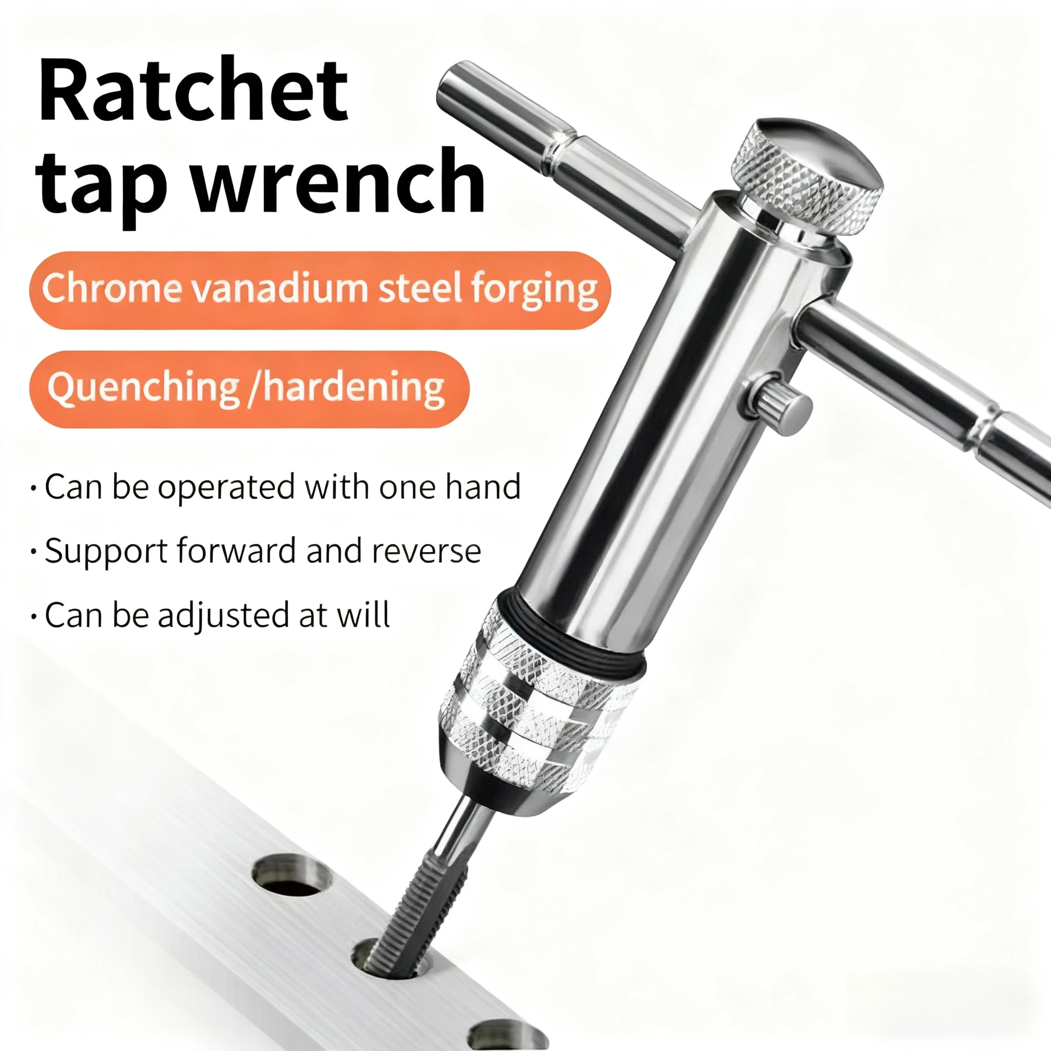 

M3-M8 Регулируемый ключ с храповым механизмом Быстрая трещотка Реверсивный регулируемый ручной инструмент для нарезания резьбы Аксессуары