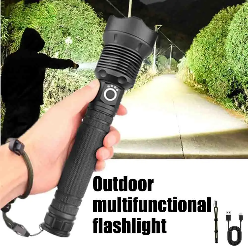 Multi-Functional Rechargeable LED Flashlights Super Bright Zoomable Waterproof Flashlight with 3 Modes Powerful Camping Hiking