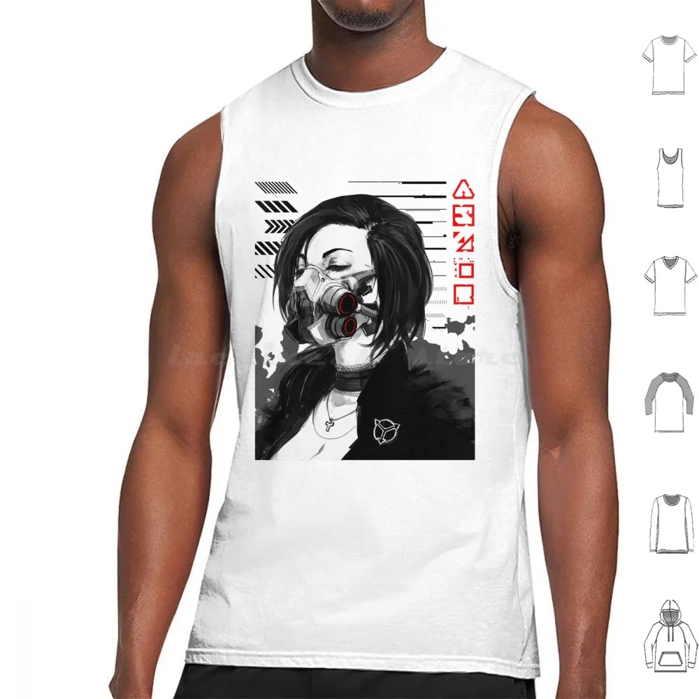 Vaporwave Gas Mask Girl Urban Modern Style Tank Tops Print Cotton Vaporwave Japanese Cyborg Robot Glitch Hipster Future