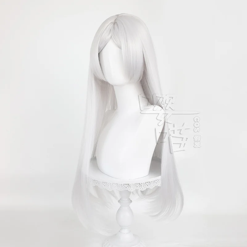 Anime sousou no frieren frieren peruca cosplay 75cm prata branco resistente ao calor perucas de cabelo sintético cosplay halloween peruca das mulheres dos homens