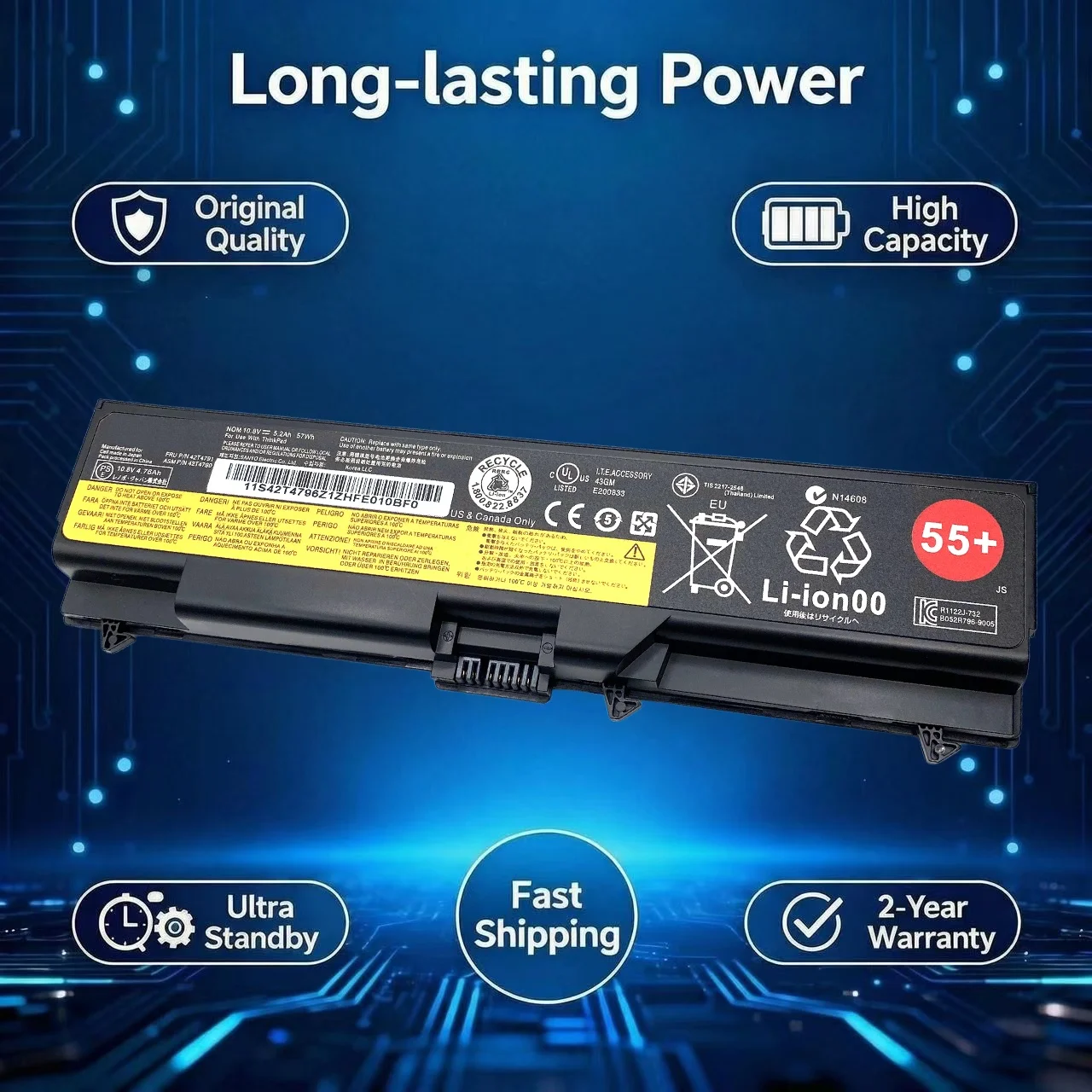 Batería Original para ordenador portátil T410 para Lenovo ThinkPad L512 L412 L520 E425 E520 E525 W520 T420 T510 42T4751 W510 W520 SL410 SL510 E40