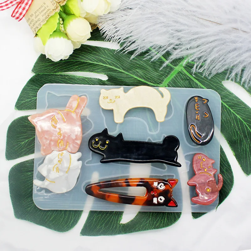 Silikonowa forma do spinki do włosów Cute Cat DIY Spersonalizowana spinka do włosów Prezent noworoczny Forma z żywicy epoksydowej, zestaw żywicy epoksydowej Completo Hobby Supply — zdjęcie 5