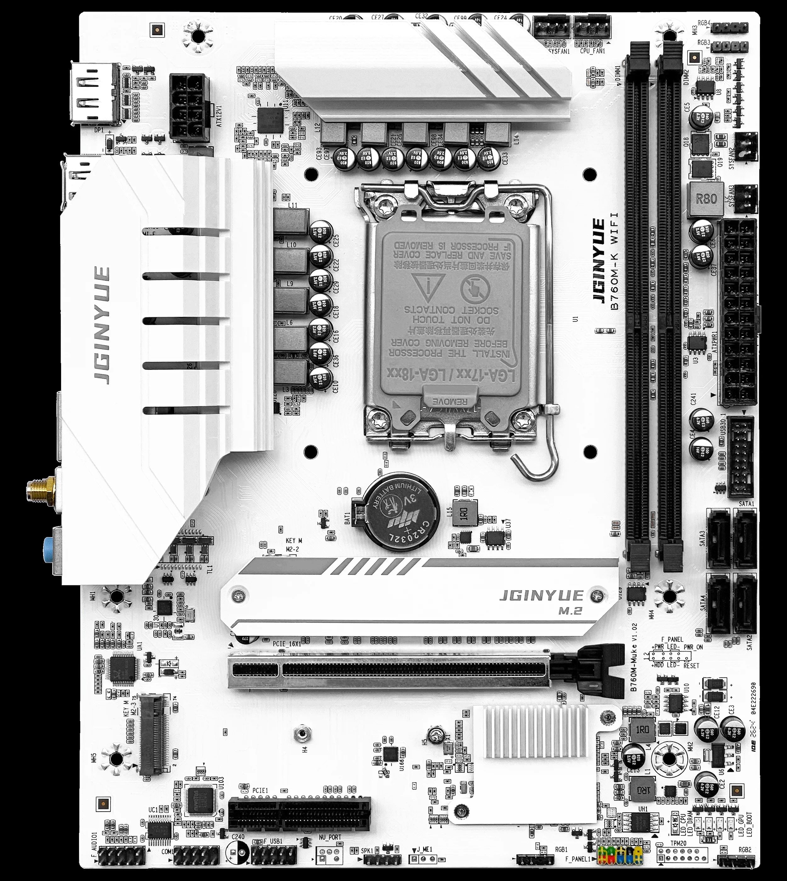 JGINYUE B760M-K WIFI 메인보드 M-ATX LGA1700 DDR4는 12/13/14세대 CPU를 지원하며, 12400F/12600KF/14600KF 게이밍 비디오 오피스용으로 적합합니다. 썸네일 3