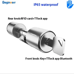 Double sides Waterproof IP65 Key Euro smart cylinder lock RFID Card ttlock bluetooth Add keypad Password Pincode Smart door lock