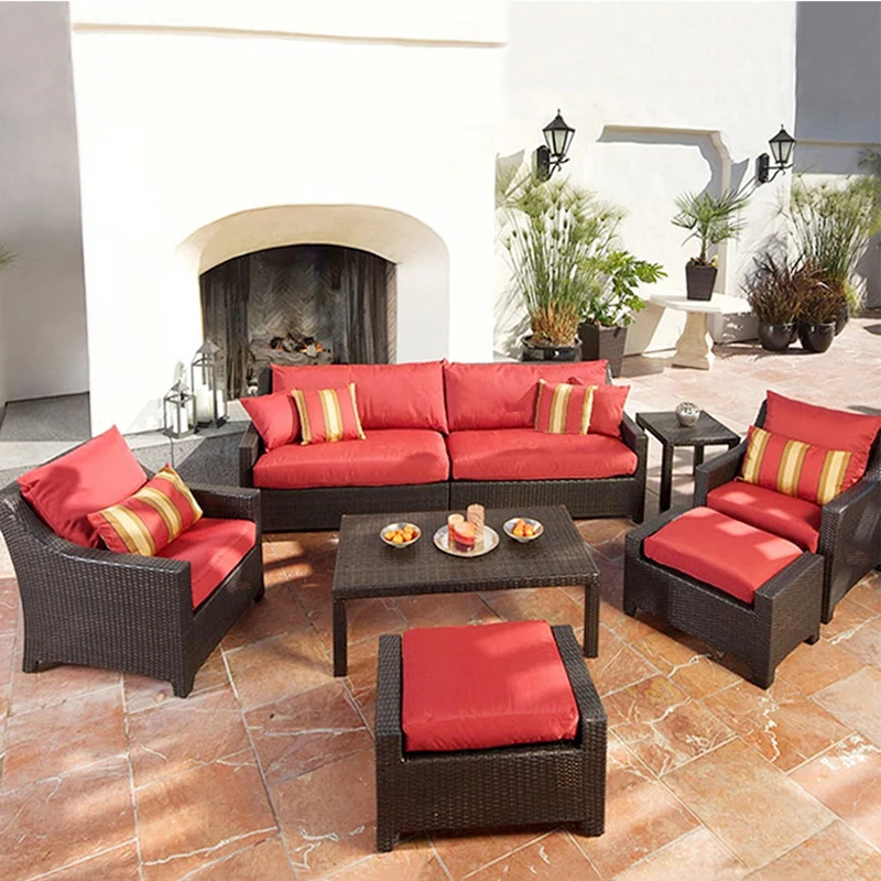 

Combination Living Room Garden Sofas Leisure Villa Hotel Lawn Garden Sofas Homestay Pe Rattan Furniture Sofá Do Jardim MHHYSF